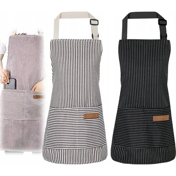 Kuchyňská zástěra VODĚODOLNÁ KUCHYŇSKÁ ZÁSTĚRA SADA 2x KUSŮ S KAPSY Zástěra Proužky