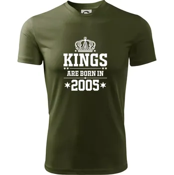 Pánské oblečení Kings are born in 2005 - Pánské triko Fantasy sportovní (dresovina) - M ( Military )