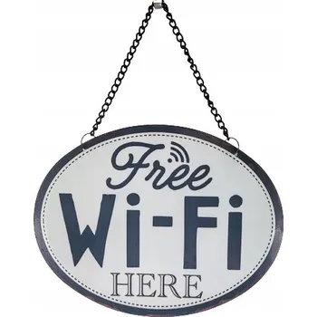 Obraz KOVOVÁ ZÁVĚSNÁ CEDULKA WIFI