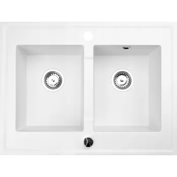Granitový dřez Dřez dvoudílný Brenor Grande granitový bílý