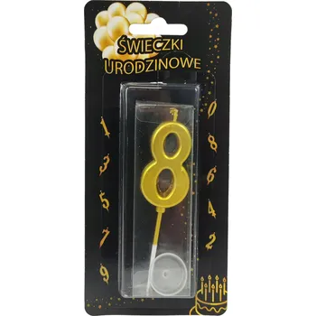 Dortová svíčka SVÍČKA ČÍSLICE "8" OSM DEKORACE NA DORT ZLATÁ
