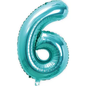 Balónek Fóliový balónek číslice 6, tyrkysová Tiffany, 92 cm
