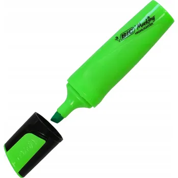 Neonový ZVÝRAZŇOVAČ ZELENÝ ŠKOLNÍ značkovač BiC Flat INTENZIVNÍ BARVA INKOUSTU