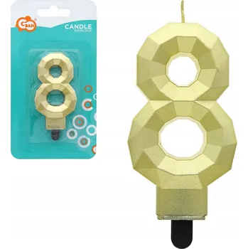Dortová svíčka Na dort NAROZENINOVÁ SVÍČKA číslo 8 diamant ZLATÝ 7.6 cm VYPADÁ KRÁSNĚ
