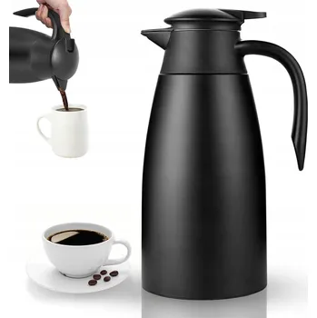 Termoska TERMOS NA KÁVU DŽBÁN STOLNÍ S TLAČÍTKEM 2L NEREZOVÁ OCEL ČERNÝ