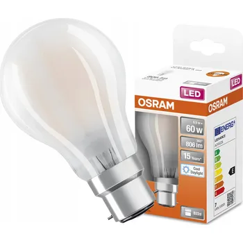 Žárovka LED žárovka A60 B22d 6,5W (ekvivalent 60W) 806lm 6500K Studená bílá 300° Filament Osram