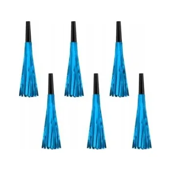 Party dekorace TRUBKY Píšťalky na oslavu narozenin MODRÉ metalické 17 cm 6 Ks