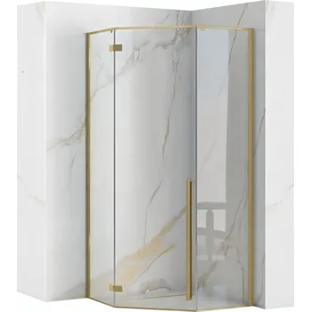 Rea Diamond, 5-úhelníkový sprchový kout 90x90, 6mm čiré sklo, zlatý matný profil, REA-K6506
