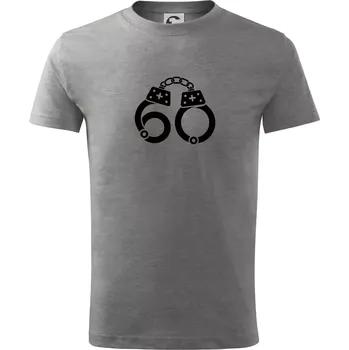 Narozeninové tričko pro policajta - pouta 60 - Tričko dětské bavlněné - 98 cm / 2 roky ( Tmavě šedý melír )