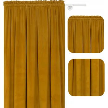 ZÁVĚS SAMETOVÁ ZÁVĚSA NA PÁSCE NA ŽÁBY 140x160 ŽLUTÁ ZÁVĚSY HOTOVÉ