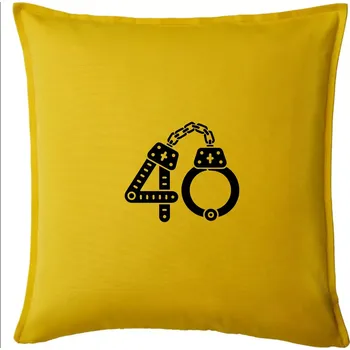 Polštář Narozeninové tričko pro policajta - pouta 40 - Polštář 50x50 - 50x50 - Pouze potah ( Žlutá )