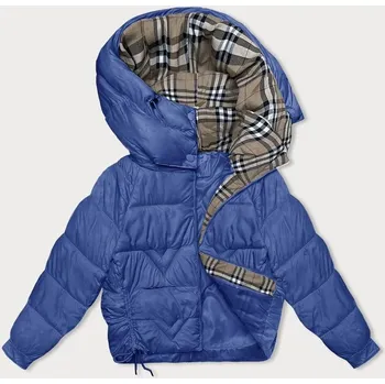 Dámská cargo bunda Modrá bunda s károvanou podšívkou pro přechodné období, odstíny modré M (38) i392_22482-47