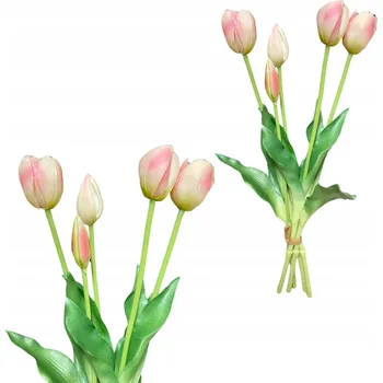 umělá květina GUMOVÁ KYTICE TULIPÁNŮ RŮŽOVÉ TULIPÁNY REAL TOUCH KYTICE KVĚTINY JAKO ŽIVÉ