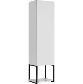 Komoda LAKOVANÝ Závěsný Koupelnový Sloupek 130 cm BÍLÝ LESK Kovový RÁM 1D