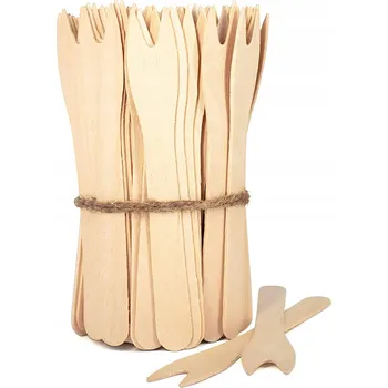 Jednorázové nádobí Dřevěné vidličky na jednohubky 8,5 cm 1000 KUSŮ