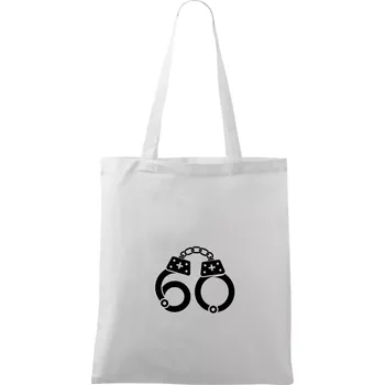 Narozeninové tričko pro policajta - pouta 60 - Taška bavlněná - 42 x 38 cm ( Bílá )