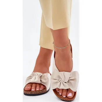 Dámské sandále Dámské ekokožené sandály s mašličkou na korkové podešvi, 38 i240_214495_2:38