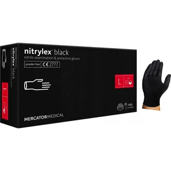 Vyšetřovací rukavice Rukavice Mercator Medical Nitrylex Black vel. L černé 100 kusů