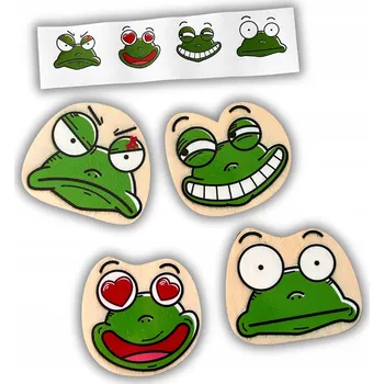 Dřevěná hračka Žabky s výrazy. Dřevěná skládačka se žabkami