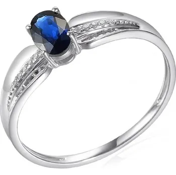 Prsten Gems, Originální prsten Florentina, bílé zlato s brilianty a safírem, vel. 54, prům. 17.2 mm, 585-38-1-4566.1B00.0.54.HSI.602