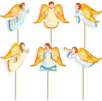 Party dekorace Ozdoby na dort PartyPal 133408 Andělé 9 cm 6 ks
