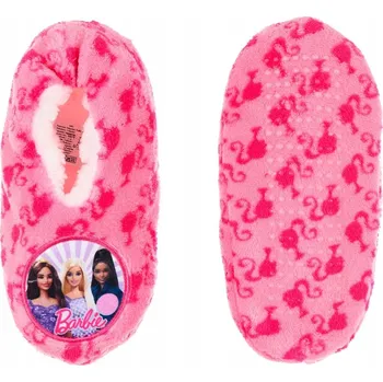 Dívčí pantofle Papuče pro dívky BARBIE růžové teplé pantofle protiskluzové 23/26 Mattel