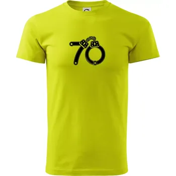 Narozeninové tričko pro policajta - pouta 70 - Klasické pánské triko vyšší gramáže - 4XL ( Limetková )
