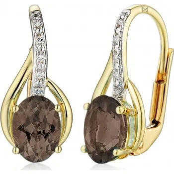 Náušnice Gems, Diamantové náušnice Monroe, kombinované zlato s&nbsp;brilianty a&nbsp;záhnědou (smoky quartz), 585-38-3-4530.2ZB0.0.00.HSI.620.08