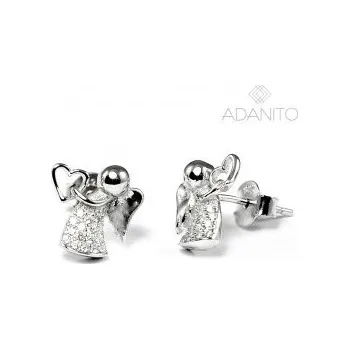 Náušnice Stříbrné náušnice andílci se srdíčkem