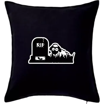 Polštář RIP - Náhrobek - Jitrnice - Ovečka - Polštář 50x50 - 50x50 - Pouze potah ( Černá )