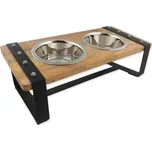 Misky Dog Fantasy nerez s dřevěným stojánkem, železná konstrukce 2x840ml