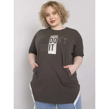 Dámská halenka Plus-size halenka tmavě khaki s kapsami, jedna velikost i523_2016102929666
