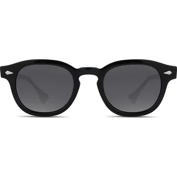 Černé kulaté polarizační sluneční brýle s rohovými obroučkami - Otsu