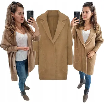 Soprato dámský béžový kabát oversize bez kapuce univerzální velikost