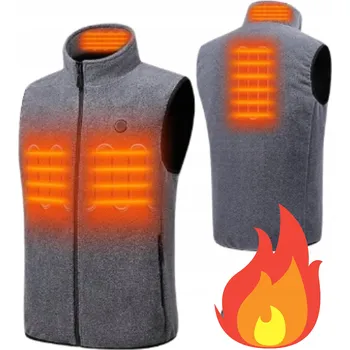 Pánská vesta Vyhřívaná vesta USB turistická fleecová vesta šedá XXL
