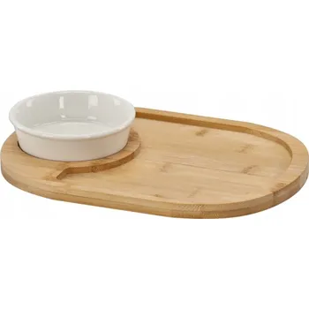 OVÁLNÝ PODNOS S MISKOU NA SERVÍROVÁNÍ PŘEDKRMŮ 28 X 21 X 4 CM