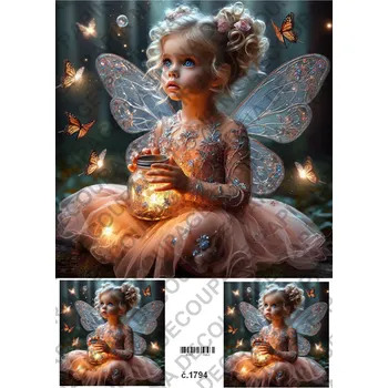 Umělecký papír Rýžový a soft papír na decoupage - Víla světluška - KB01794 Materiál: Soft, Rozměr: A4