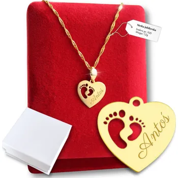 Náhrdelník Náhrdelník Lavelio zlatý stříbro pozlacené 925 srdce 50 cm gravírování