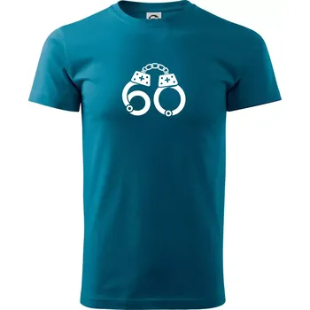 Pánské tričko Narozeninové tričko pro policajta - pouta 60 - Klasické pánské triko vyšší gramáže - 4XL ( Petrolejová )