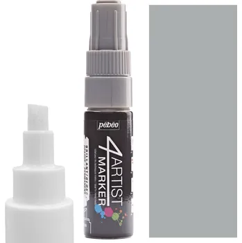 Olejový marker 8 mm Pebeo 4ARTIST plochý, lesklý popisovač seříznutý (dláto) STŘÍBRO 70