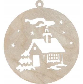 Vánoční dekorace DŘEVĚNÁ VÁNOČNÍ KOULE DOMEČEK NA VÁNOČNÍ STROMEK VÁNOČNÍ OZDOBA DEKORACE