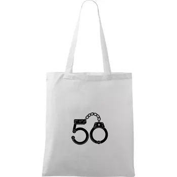 Narozeninové tričko pro policajta - pouta 50 - Taška bavlněná - 42 x 38 cm ( Bílá )