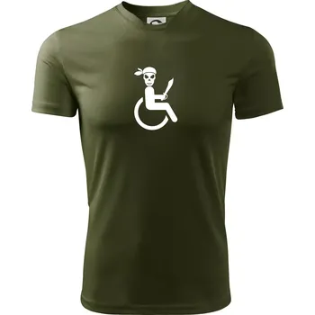 Pánské tričko Pirát vozíčkář - Pánské triko Fantasy sportovní (dresovina) - L ( Military )