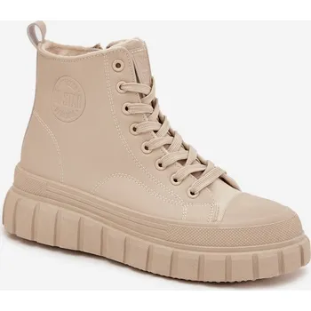 Dámské tenisky Dámské zateplené tenisky na platformě z ECO kůže Big Star – béžové Velikost: 39