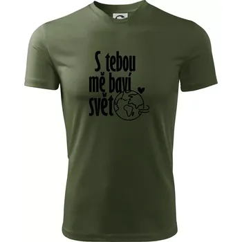 Pánské tričko S tebou mě baví svět - Pánské triko Fantasy sportovní (dresovina) - XL ( Khaki )