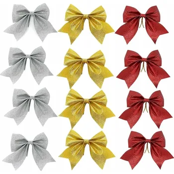 Vánoční dekorace VÁNOČNÍ BROKÁTOVÉ MAŠLE sada 12 kusů na aranžování na stromeček