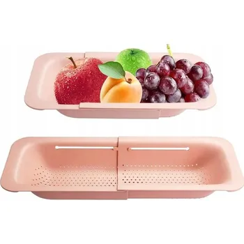 Cedník a síto CEDNÍK NA DŘEZ VYSOUVACÍ ODKAPÁVAČ NASTAVITELNÝ růžová