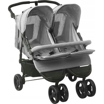 Kočárek Sportovní kočárek pro dvojčata, světle šedý, ocelový