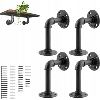 Zábradlí 4x Držák madla, úchyt pro montáž zábradlí schodiště, černý kov