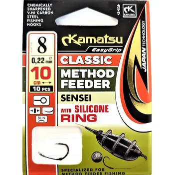 Rybářský háček Háčky pro lov ze dna, lov na plavanou, s návazcem, s protihrotem Kamatsu SENSEI CLASSIC METHOD FEEDER 1 ks